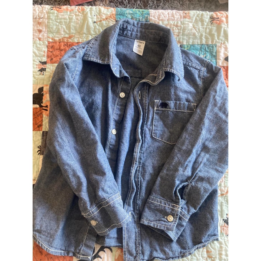Carter's Blue Long Sleeved Buttondown shirt (4T)